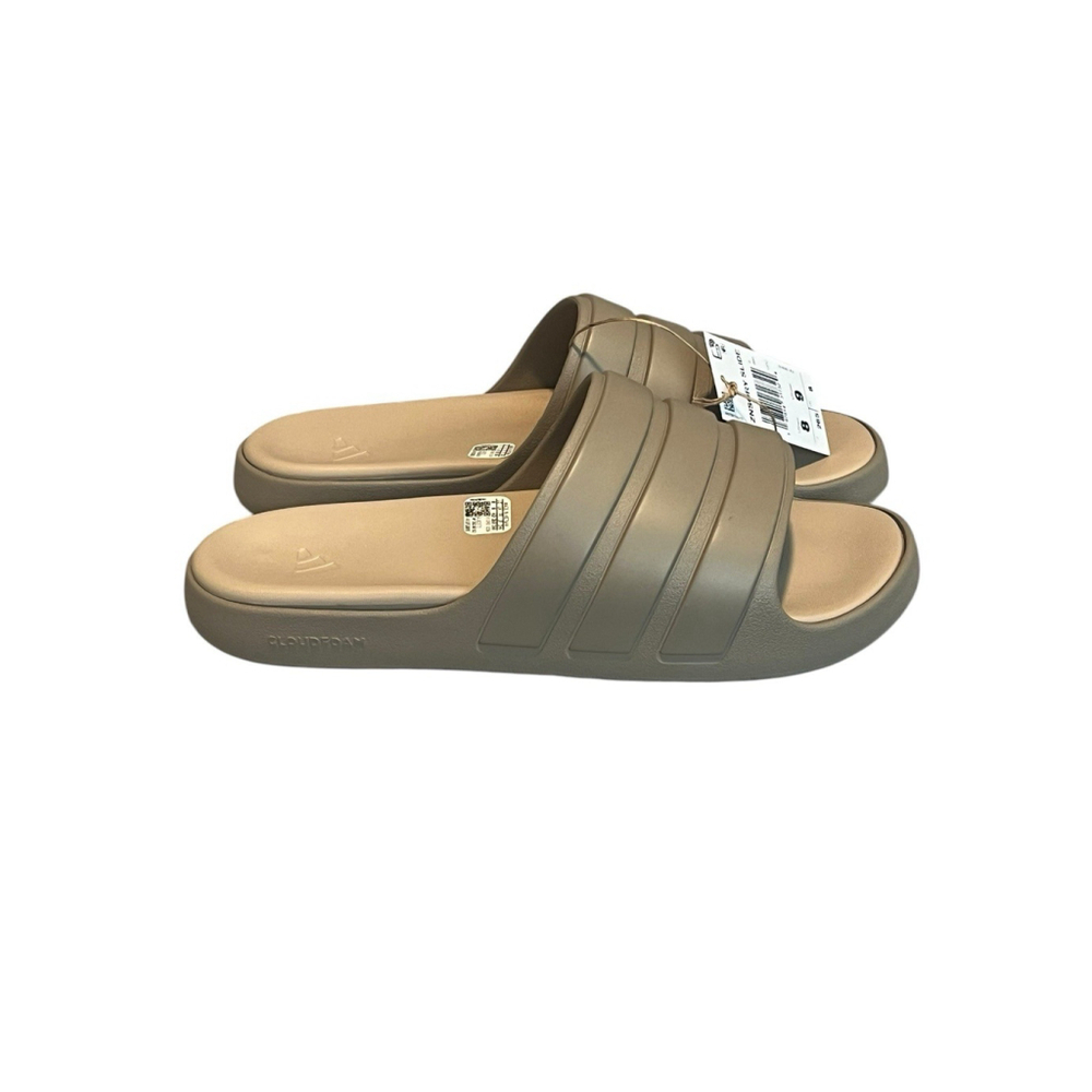 Adidas ZNSORY Slide Men's Size 8 Cloudfoam Brown 3 Stripe Sandals - Picture 4 of 9